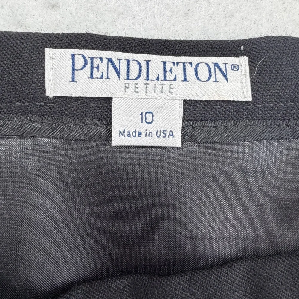 Pendleton Petite 100% Virgin Wool Pencil Skirt Womens 10P Black Vintage USA